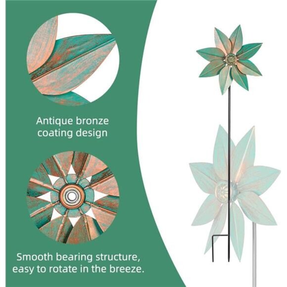 Pinwheels for Yard and Garden, 38 Inches Metal Kinetic Wind Spinner - Picture 5 of 7